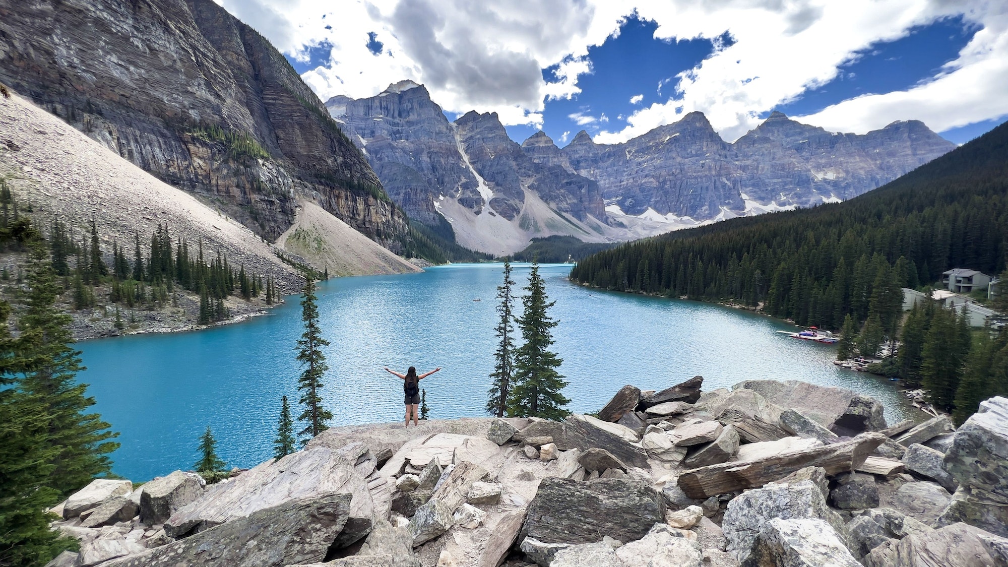 Beautiful view of Moraine Lake and mountains in Banff National Park, Alberta, Canada.