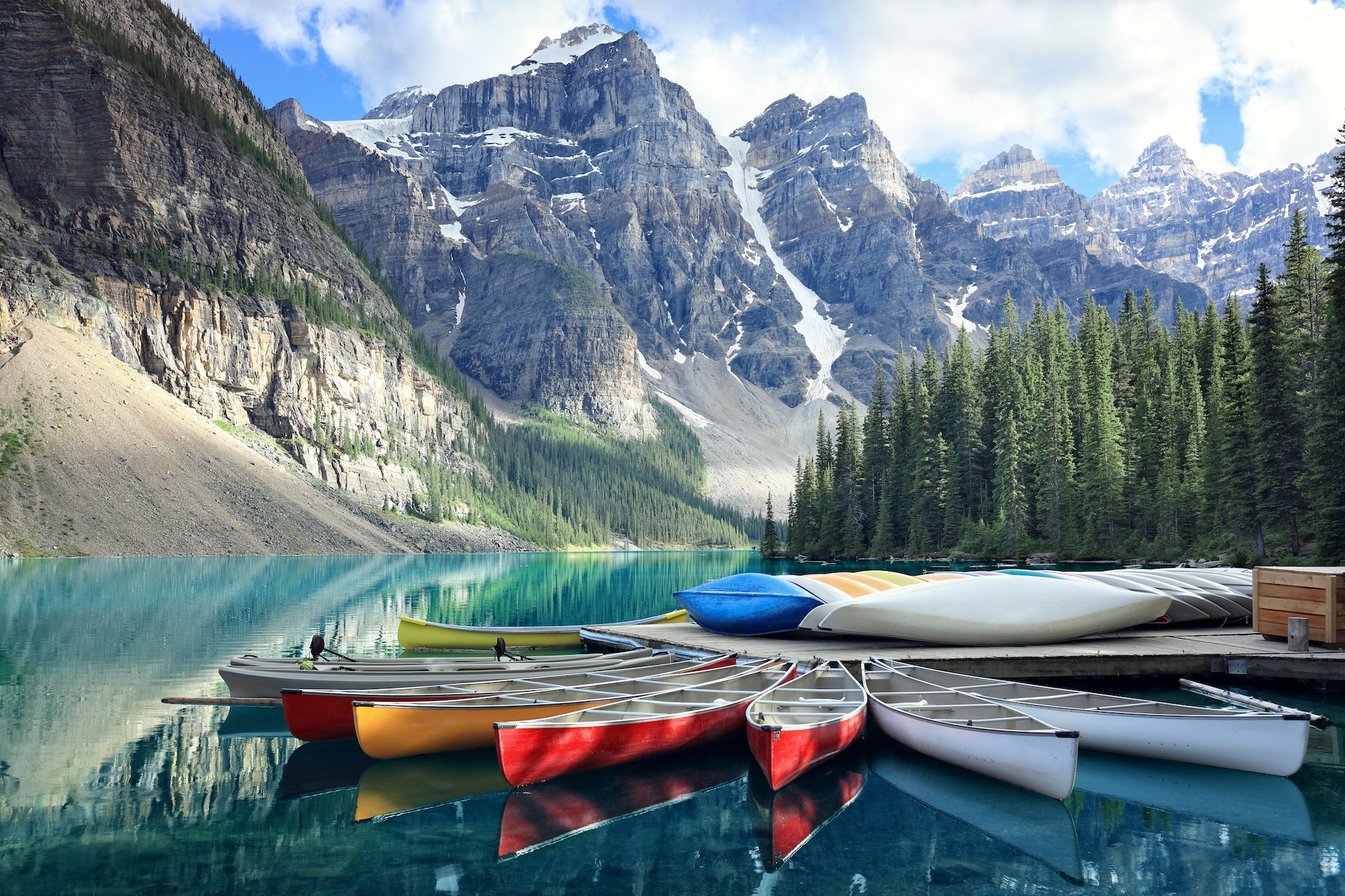 Moraine lake in the Rocky Mountains, Alberta, Canada